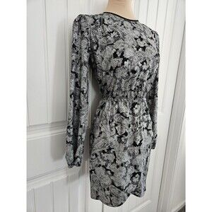 Michael Kors Silver Metallic Paisley Flounce Mini Dress Sz 1X Elastic Waist